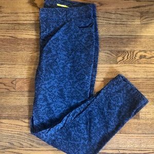 Dark blue floral pattern skinny jeans size 14